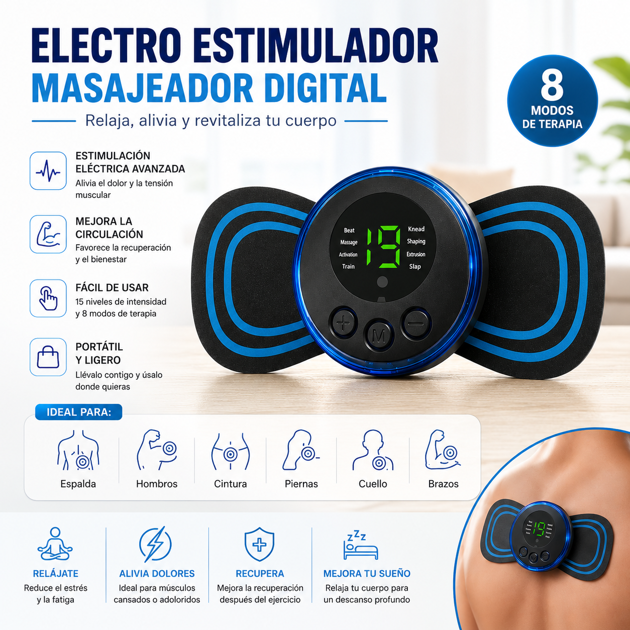 Masajeador Estimulador Muscular Compacto